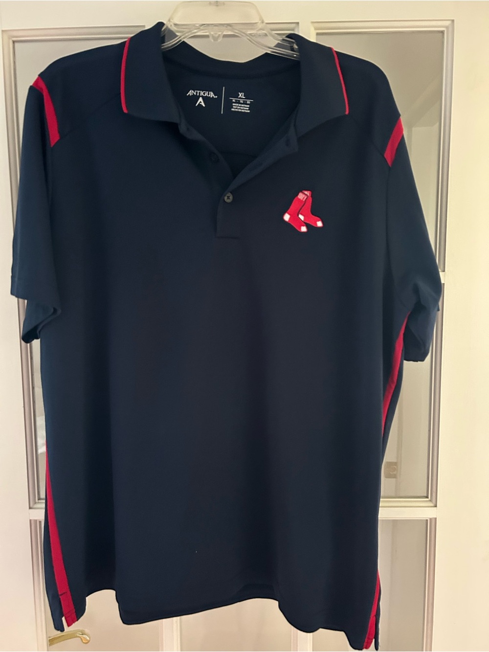 Antigua Navy Polo with Red Accent and Red Sox Logo